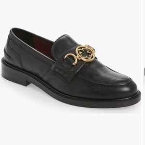 Ted Baker Black Leather Loafers with Gold Detail